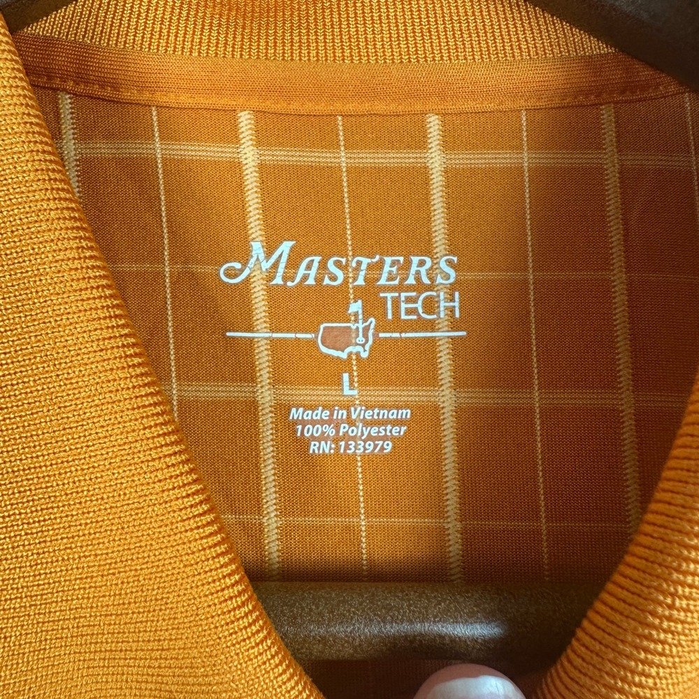 Masters Tech Golf Polo Mens Large Orange Windowpane Check Short Sleeve Shirt - Picture 6 of 9